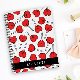 Red Lollipops, Heart Lollipops, Lolly, Your Name Notizbuch