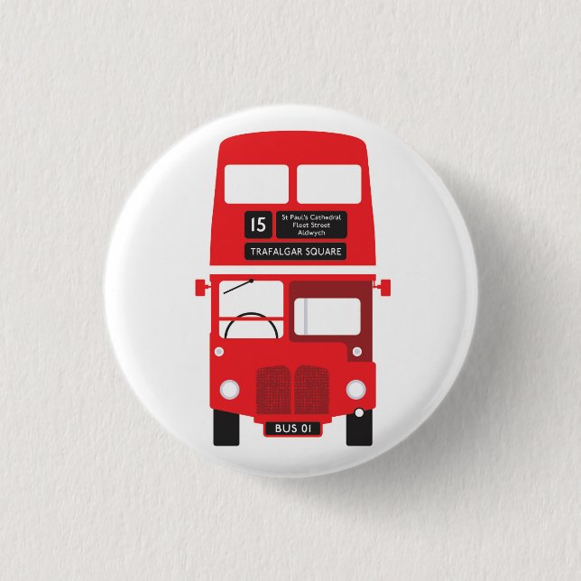Red London Bus Abzeichen Button (Vorderseite)