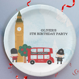 Red London Bus & Clock Tower Kindergeburtstag Part Pappteller