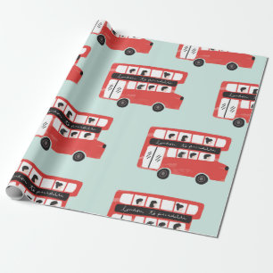 Red London Doppeldecker Bus Nahtloses Muster vint Geschenkpapier