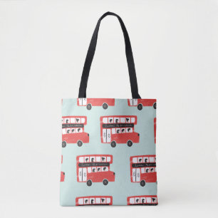 Red London Doppeldecker Bus Nahtloses Muster vint Tasche