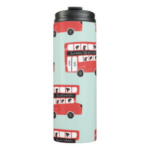 Red London Doppeldecker Bus Nahtloses Muster vint Thermosbecher