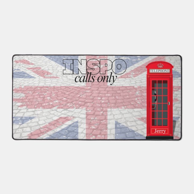 Red London Phone Booth Inspo Calls Schreibtischunterlage (Vorderseite)