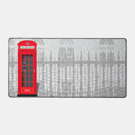 Red London Phone Booth with Name Schreibtischunterlage