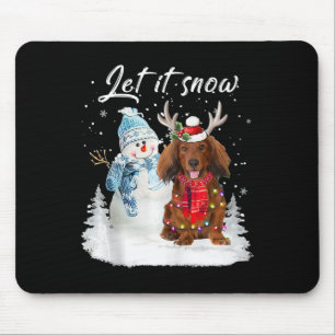 Red Long Hair Dackel Santa Dog Weihnachtsschnee Mousepad