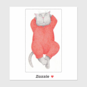 RED LONG JOHNS CAT 6 "X6" Vinyl Sticker