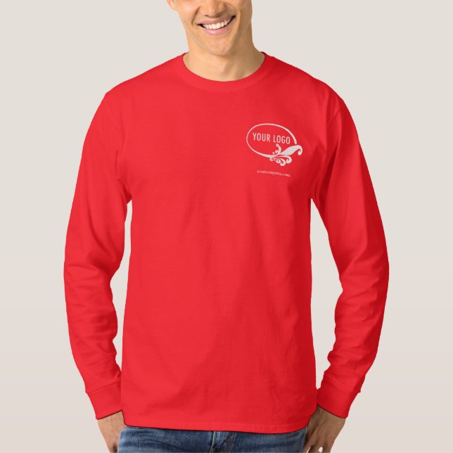 Red Long Sleeve Shirt Uniform mit Business-Logo (Vorderseite)