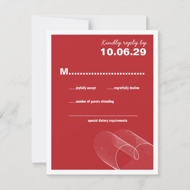 Red Loopy Love Love Lines Wedding Carte RSVP (Devant)
