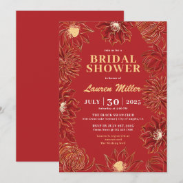 Red Lotus Blume Oriental Floral Wedding Einladung