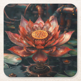 Red Lotus Blume Rechteckiger Pappuntersetzer