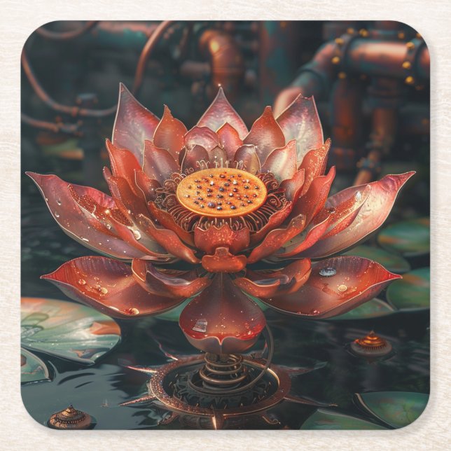 Red Lotus Blume Rechteckiger Pappuntersetzer (Vorderseite)