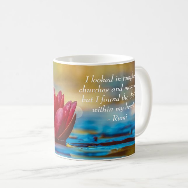 Red Lotus Blume über blaues Wasser Spirituelles Zi Kaffeetasse (VorderseiteRechts)