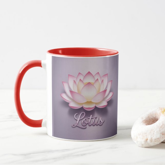 Red Lotus Flower Meditation Mug Tasse (Mit Donut)