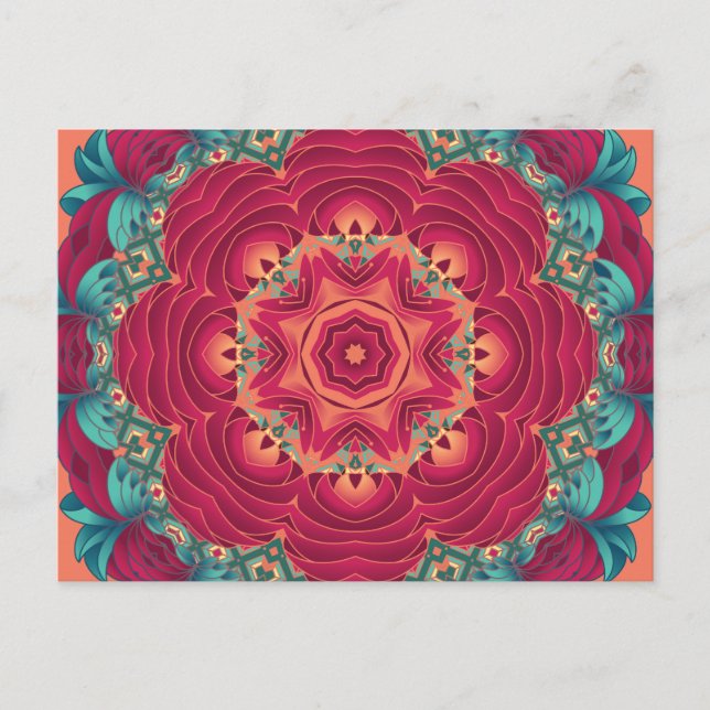 Red Lotus Mandala Postkarte (Vorderseite)