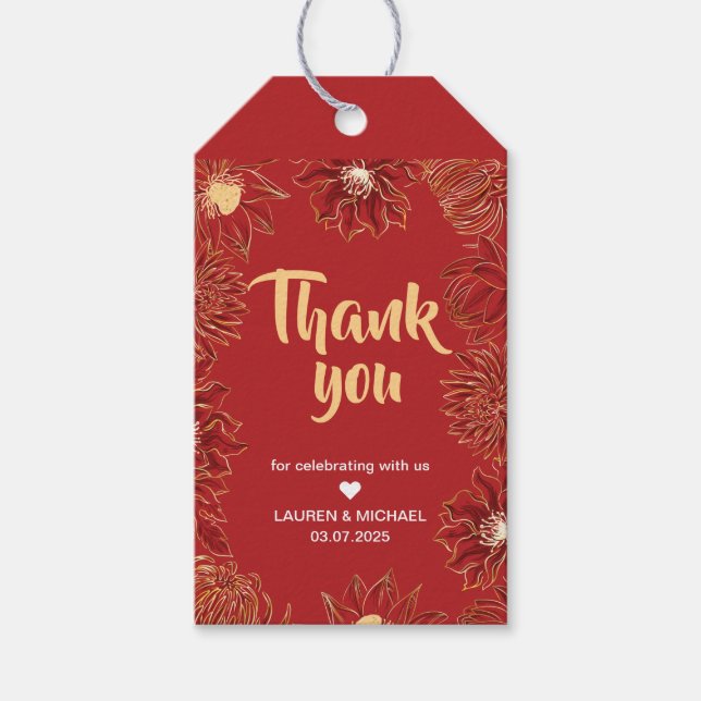 Red Lotus Wasserlilie Blume Orientale Hochzeit Geschenkanhänger (Vorderseite)