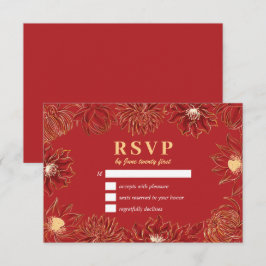 Red Lotus Wasserlilie Blume Orientale Hochzeit RSVP Karte