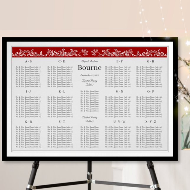 Red Love Bird Seating Chart Alphabetische Ordnung Poster (Von Creator hochgeladen)