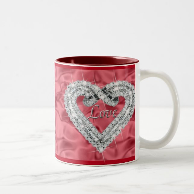 Red Love Diamond Heart Mug (Droit)