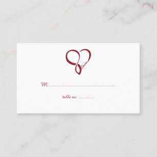 Red Love Heart Mariage Table Place Cartes