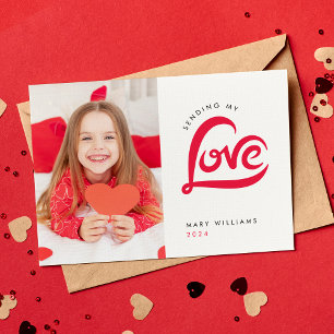 Red Love Heart Valentines Day Carte photo personna