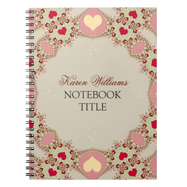 Red Love Hearts Pastel Lace Carnet (Devant)