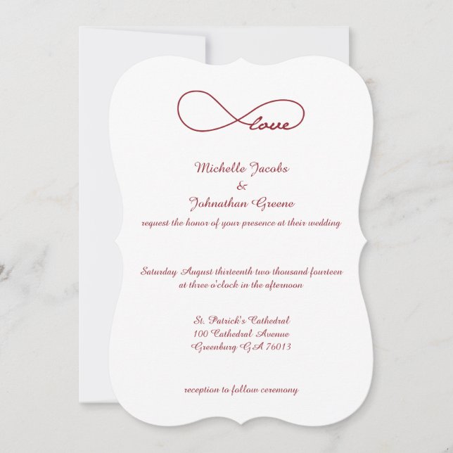 Red Love Infinity Wedding Invitations (Devant)
