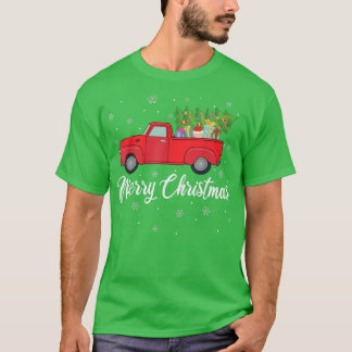 Red Lover Xmas Lights Tree Red Truck Merry C T-Shirt