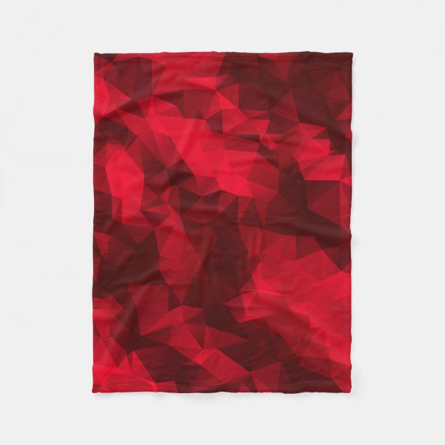 Red Low Poly Triangle Fleece Blanket (Vorderseite)