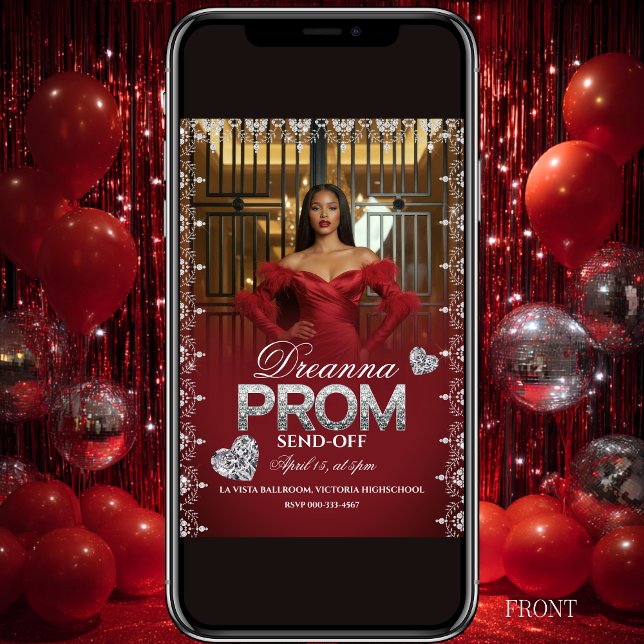 Red Luxury Elegant Prom Send-Off Invitation (Créateur téléchargé)