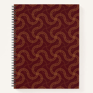 Red Luxury Wavy Stripes Muster Notizbuch