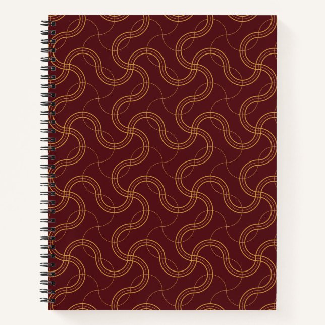 Red Luxury Wavy Stripes Muster Notizbuch (Vorderseite)