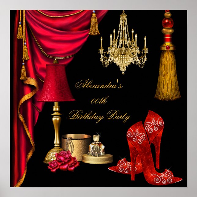 Red Luxus Womans Gold Black Poster (Vorne)