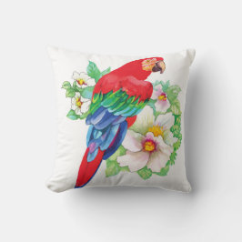 Red Macaw Square Throw Kissen