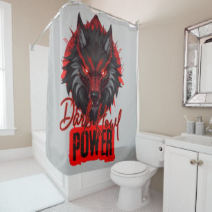 Red Magic Wolf   Dunkle Howl Energy Duschvorhang