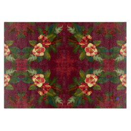 Red Magnolia Christmas Floral Schneidebrett