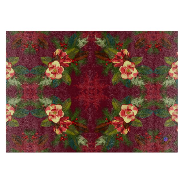 Red Magnolia Christmas Floral Schneidebrett (Vorderseite)