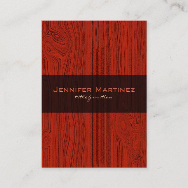 Red Mahogany Wood Grain Muster Look Visitenkarte (Vorderseite)