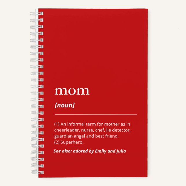 Red Mama Definition lustige Kindernamen Notizbuch (Vorderseite)