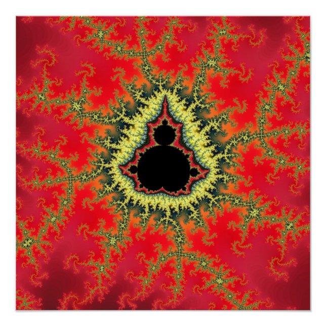 Red Mandelbrot Fraktal Poster (Vorderseite)