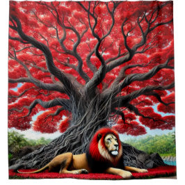 Red Maned Lion Duschvorhang