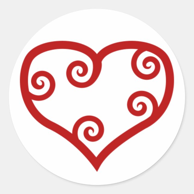 Red Maori Heart Runder Aufkleber (Vorderseite)