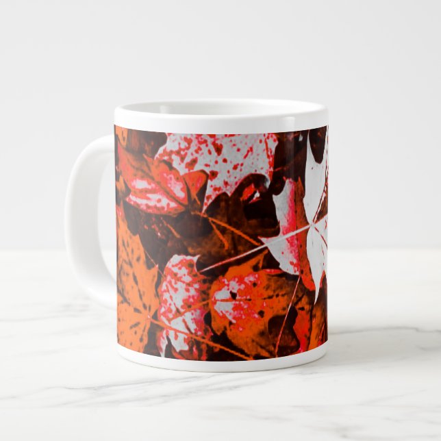 Red Maple Blätter Cup Jumbo-Tasse (Vorderseite Links)