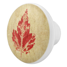 Red Maple Leaf Cabinet Knob Keramikknauf