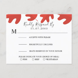 Red Maple Leaf Wedding RSVP Card Einladungspostkarte
