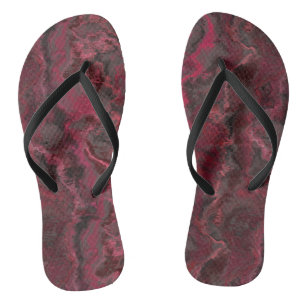 Red Marble Abstrakt Flip Flops