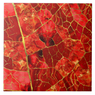 Red Marble Leaf Fliese