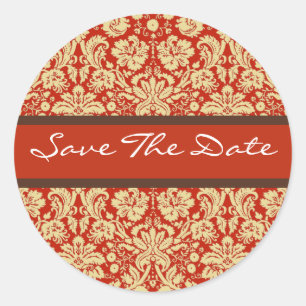 Red Mariage damassé Enregistrer le sticker de date