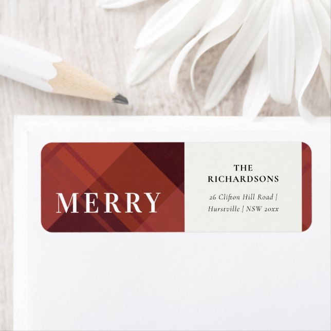 Red Maroon Marsala Kariert Frohe Weihnachtsrede (Insitu)