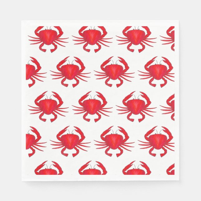 Red Maryland Hard Muschel Crab Beach Meeresfrüchte Serviette (Vorderseite)