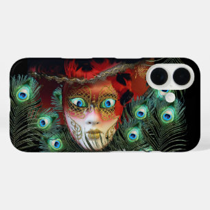 RED MASK with PEACOCK FEATHERS MASQUERADE PARTY title_seo2